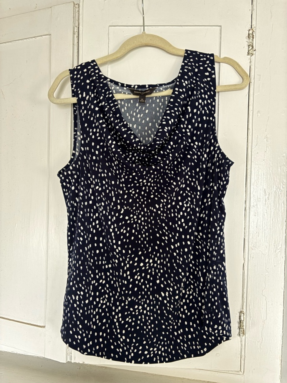 Banana Republic Navy & White Sleeveless Cowl Neck Camisole